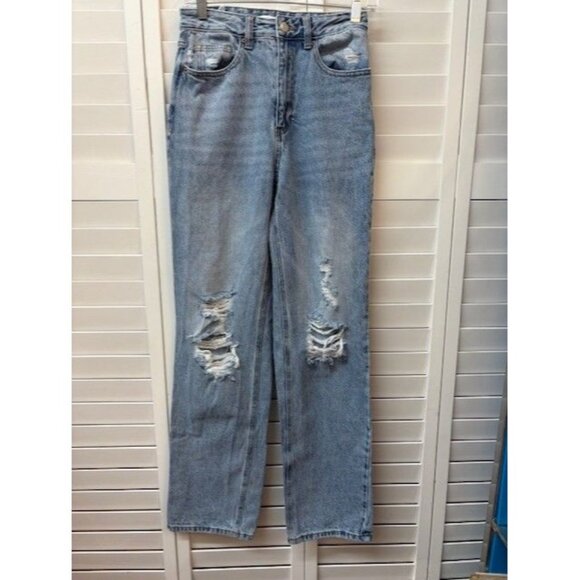 PacSun Womens 90s Boyfriend Distressed Light Wash Jeans Size 26 Relaxed Fit - Picture 1 of 4